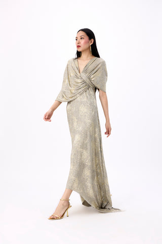 Juliana Dress - Metallic Mint & Beige