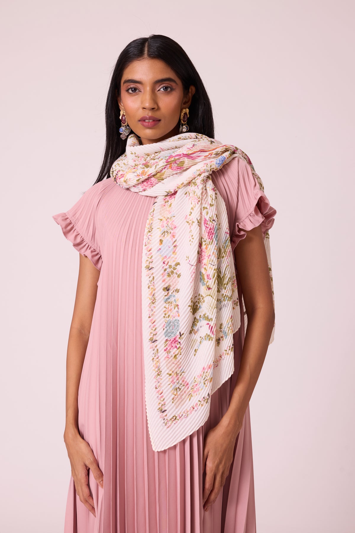 Floral Printed Scarf - Ivory
