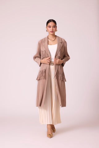 Morgan Fringe Jacket - Beige