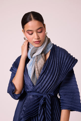 Printed Scarf - Blue & Beige