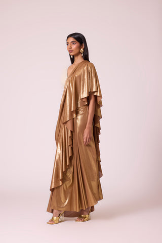 Lila Drape Saree - Gold