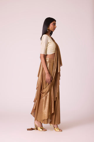 Lila Drape Saree - Gold