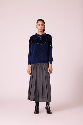 Corene Velvet Top - Midnight Navy