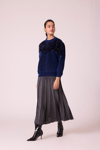 Corene Velvet Top - Midnight Navy