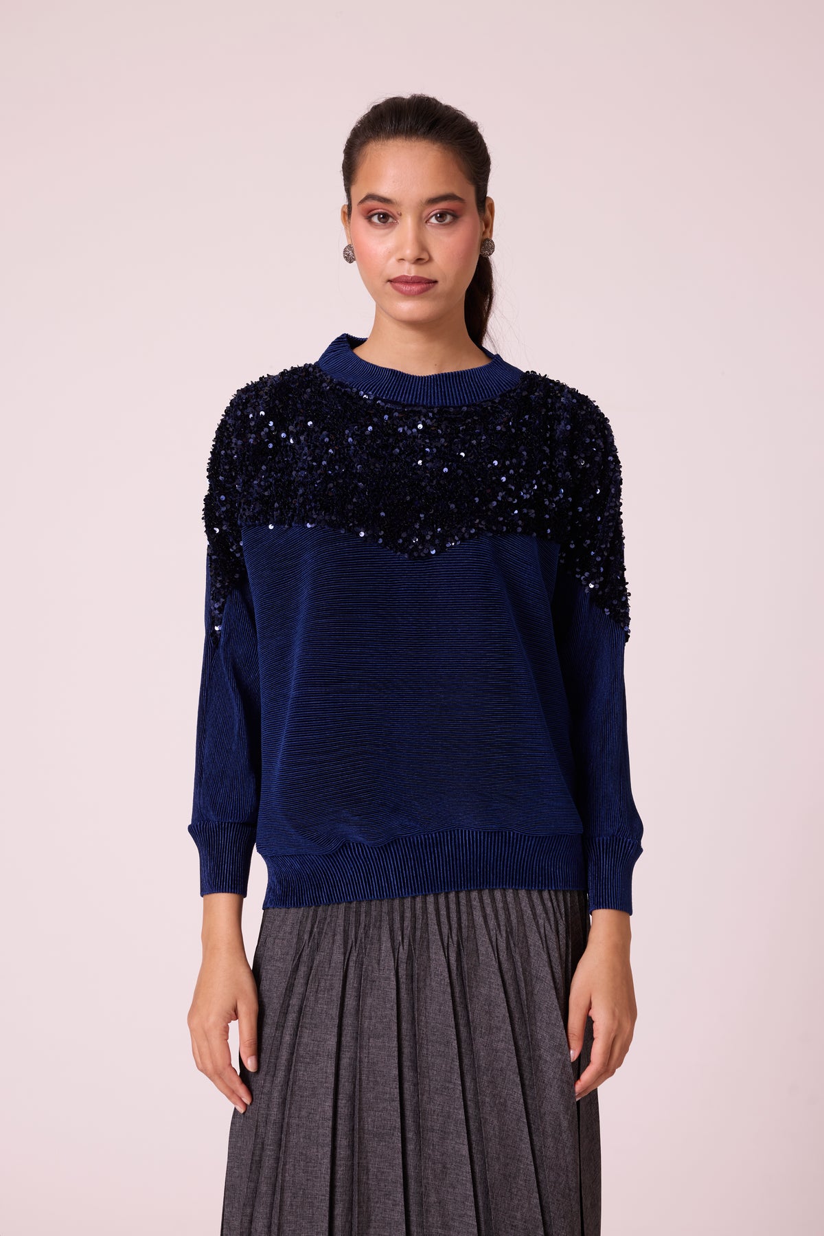 Corene Velvet Top - Midnight Navy