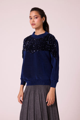 Corene Velvet Top - Midnight Navy