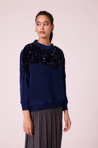 Corene Velvet Top - Midnight Navy