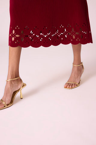 Delphine Overlay Dress - Dark Red