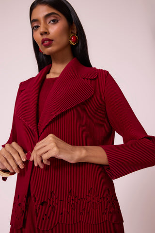 Delphine Overlay Dress - Dark Red