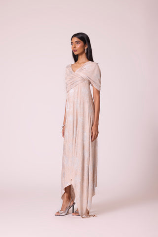 Juliana Dress - Beige & Silver