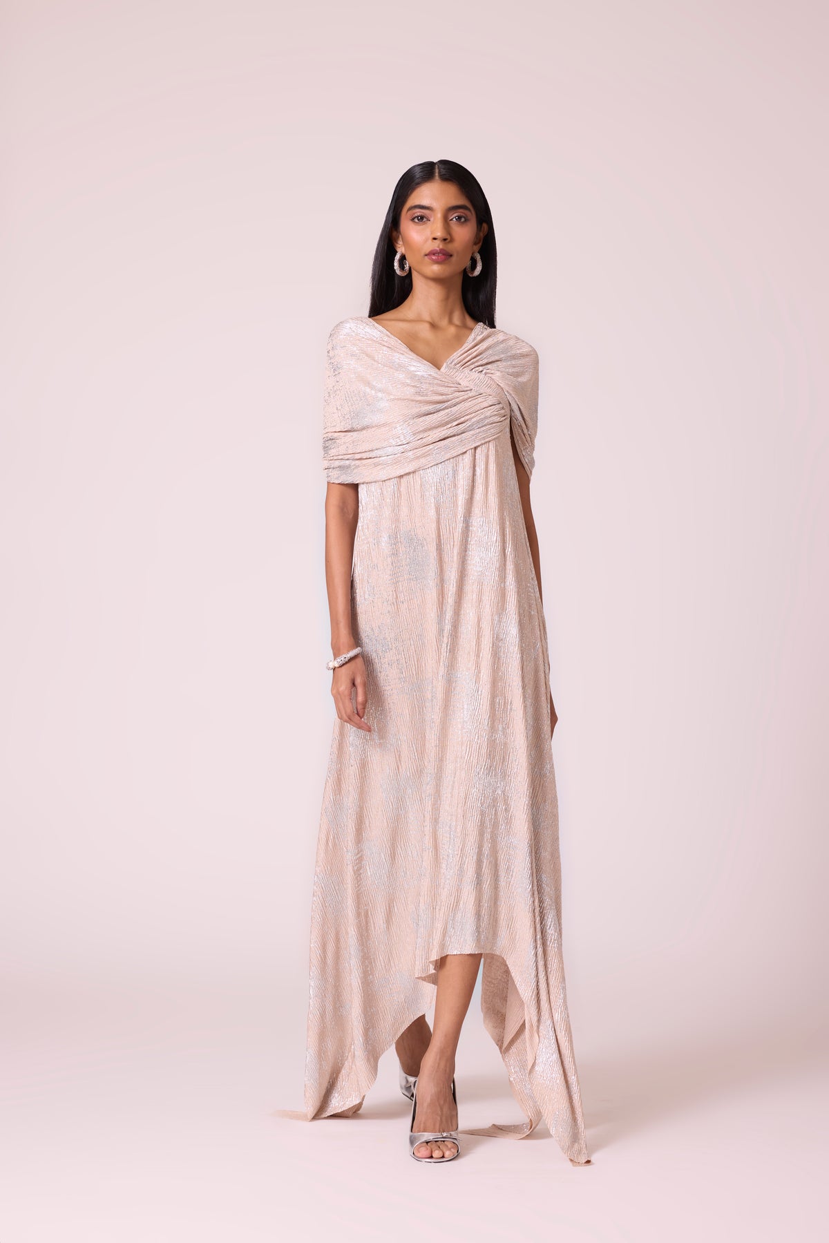 Juliana Dress - Beige & Silver