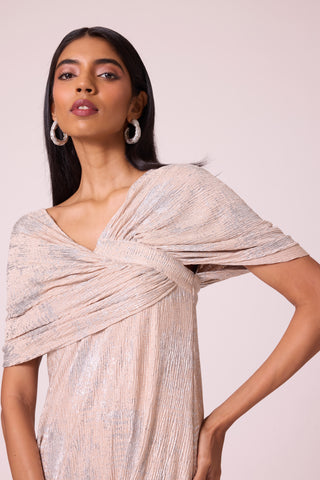 Juliana Dress - Beige & Silver