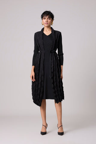 Paula Textured Overlay Dress - Black