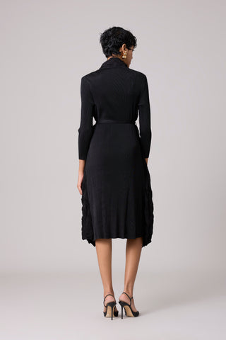 Paula Textured Overlay Dress - Black