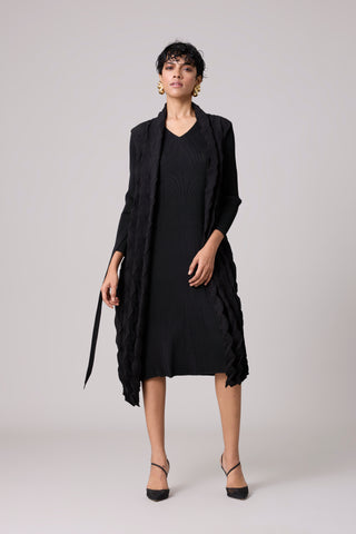 Paula Textured Overlay Dress - Black