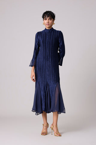 Briana Velvet Dress - Navy