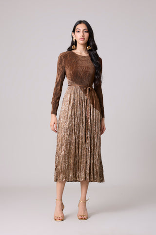 Willa Crushed Dress - Brown