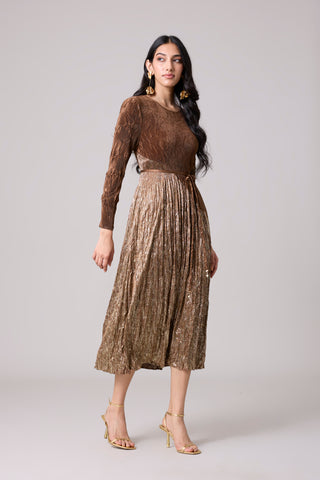 Willa Crushed Dress - Brown