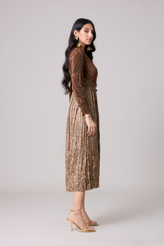 Willa Crushed Dress - Brown