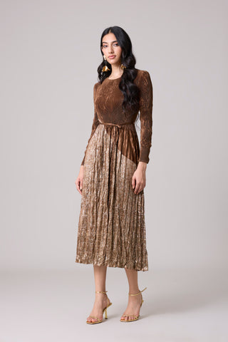 Willa Crushed Dress - Brown