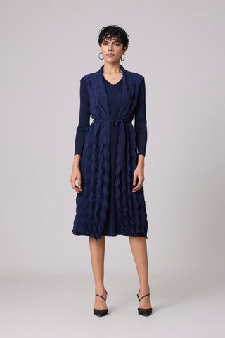 Paula Textured Overlay Dress - Navy