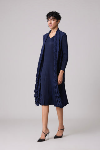 Paula Textured Overlay Dress - Navy