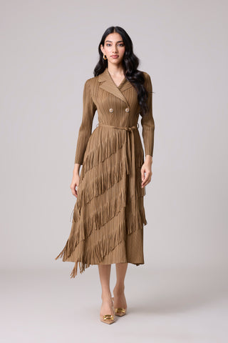 Camren Fringe Dress - Taupe