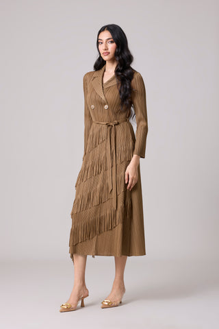 Camren Fringe Dress - Taupe