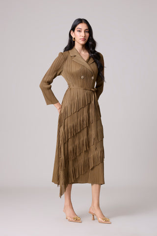 Camren Fringe Dress - Taupe