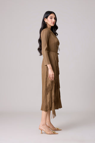 Camren Fringe Dress - Taupe