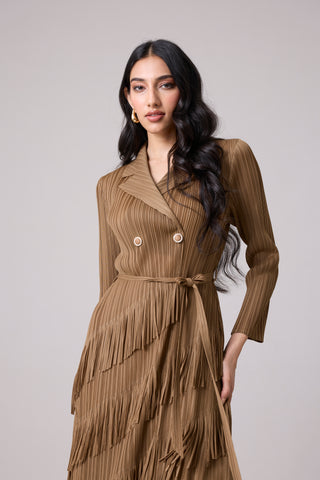 Camren Fringe Dress - Taupe