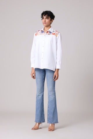 Eloise Sequence Flower Shirt - Bright White