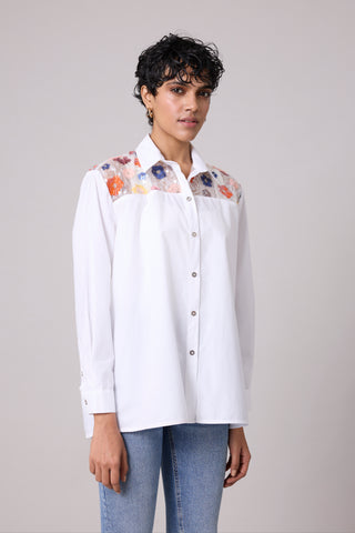 Eloise Sequence Flower Shirt - Bright White