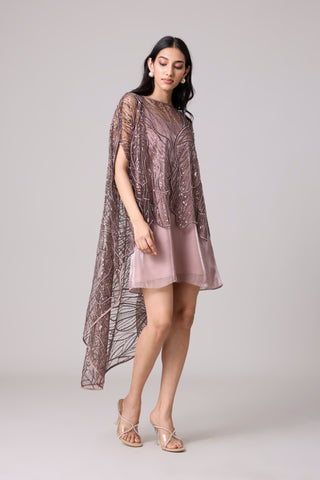 Leah Embroidered Cape Mini Dress