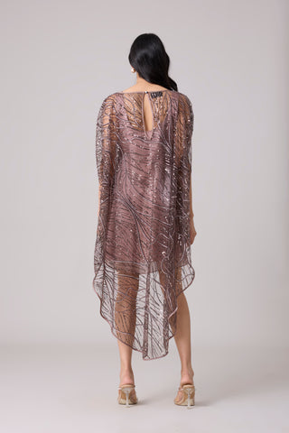 Leah Embroidered Cape Mini Dress