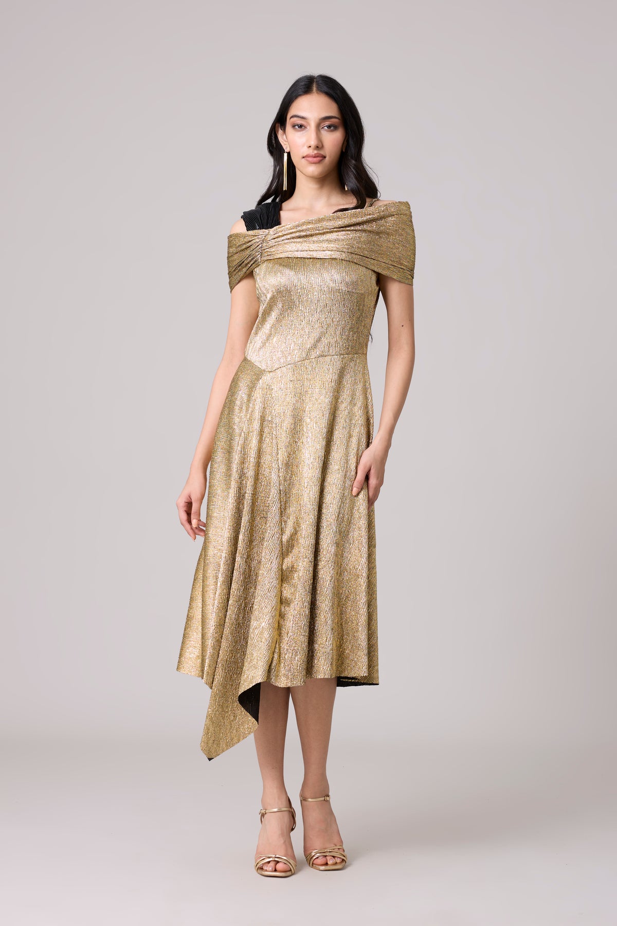 Tabita Dress - Textured Metallic Gold