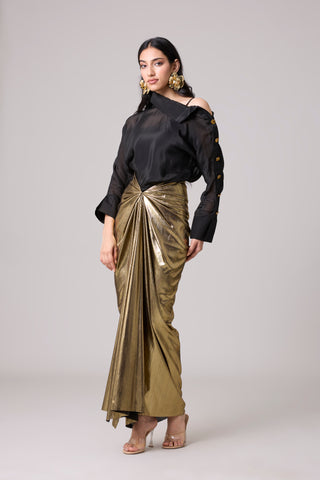 Antonia Skirt - Metallic Dark Gold