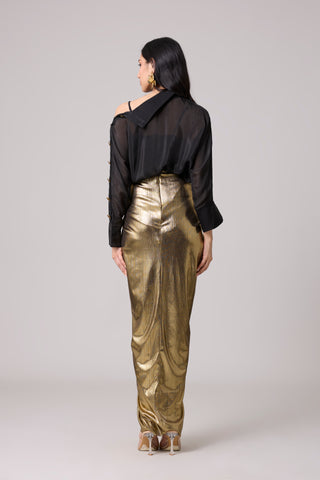 Antonia Skirt - Metallic Dark Gold