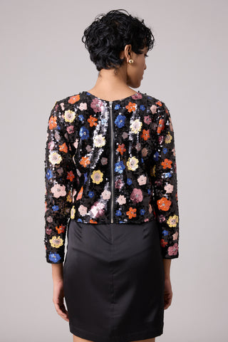 Paige Sequence Flower Top/Jacket - Full Sleeve