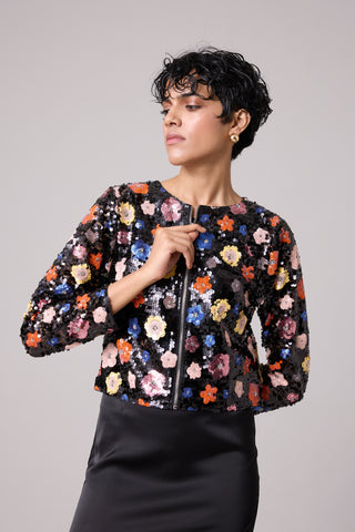 Paige Sequence Flower Top/Jacket - Full Sleeve