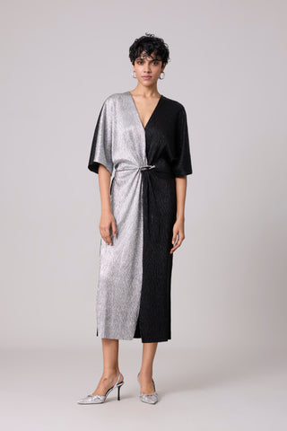 Cecil Midi Textured Metallic Dress