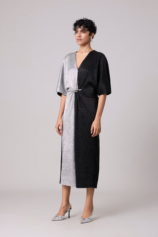 Cecil Midi Textured Metallic Dress