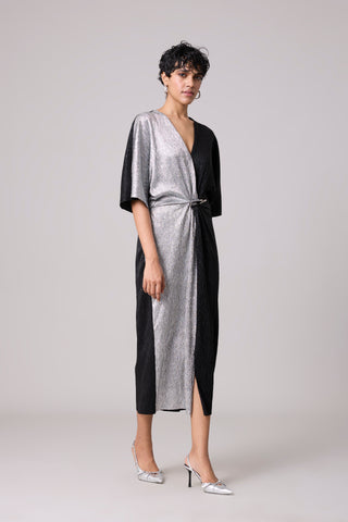 Cecil Midi Textured Metallic Dress