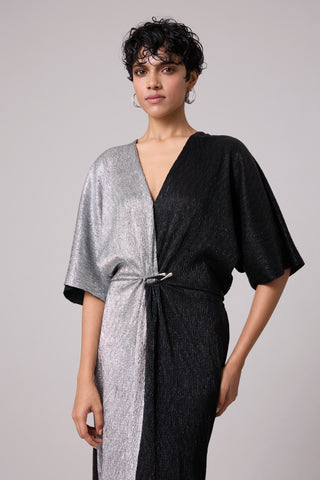 Cecil Midi Textured Metallic Dress