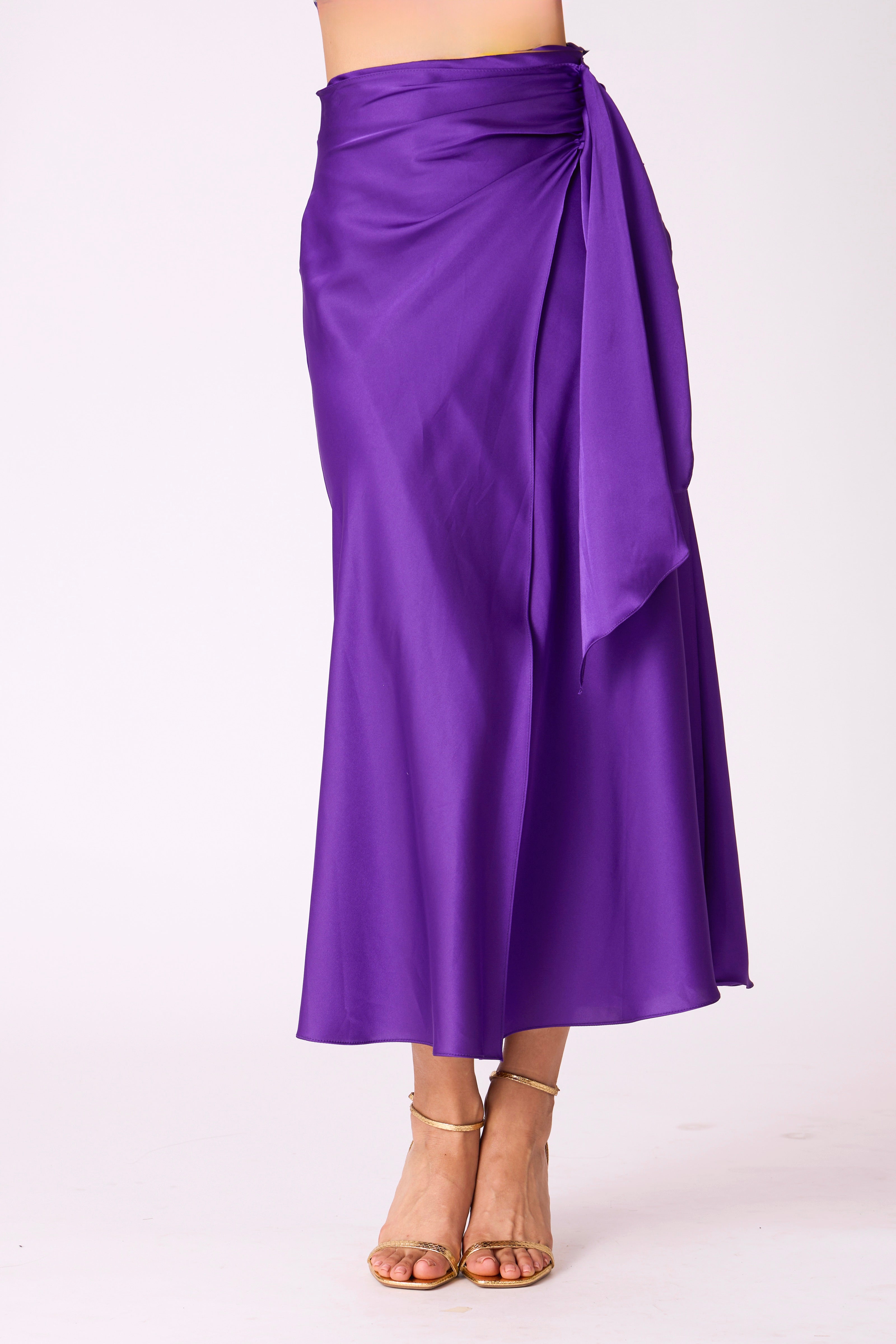 Carissa Satin Skirt - Jewel Purple