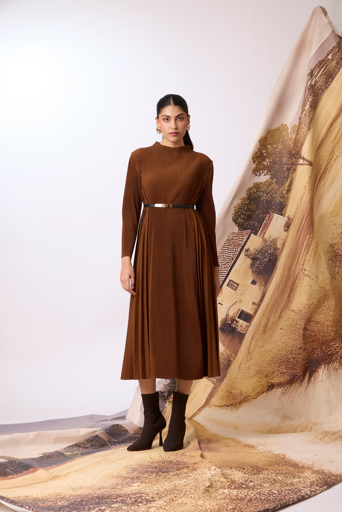 Perla Knit Winter Dress - Brown