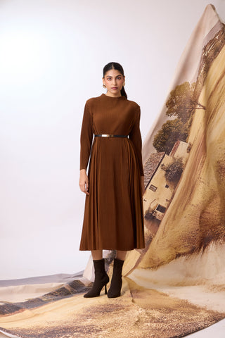 Perla Knit Winter Dress - Brown