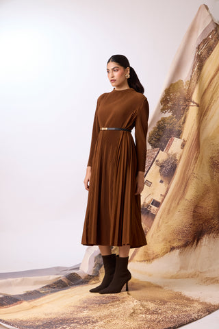 Perla Knit Winter Dress - Brown