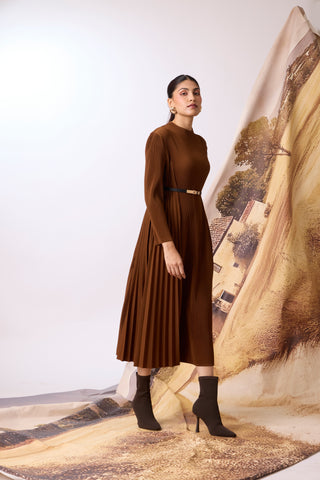 Perla Knit Winter Dress - Brown