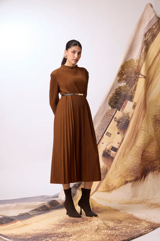 Perla Knit Winter Dress - Brown